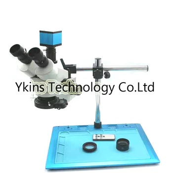

3.5X-90X Single Arm Boom Stand Simul Focal trinocular Stereo Zoom Microscope Industry Microscope with 16MP camera IR controller