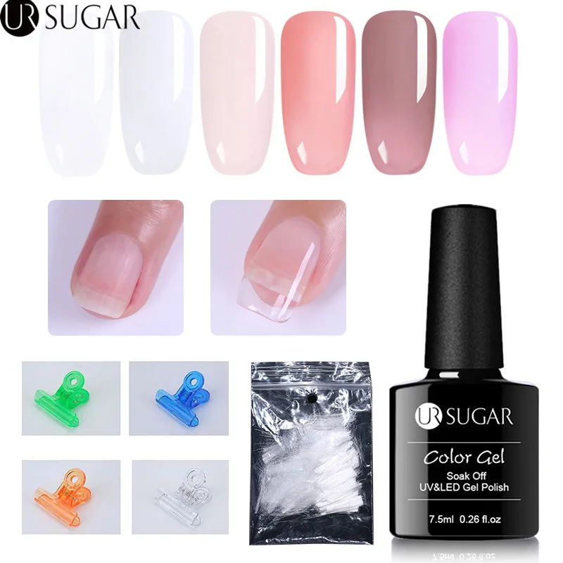 

UR SUGAR 7.5ml Quick Extension Gel White Clear Acrylic Poly UV Gel Manicure Soak Off Crystal Jelly Finger Building UV Gel Set