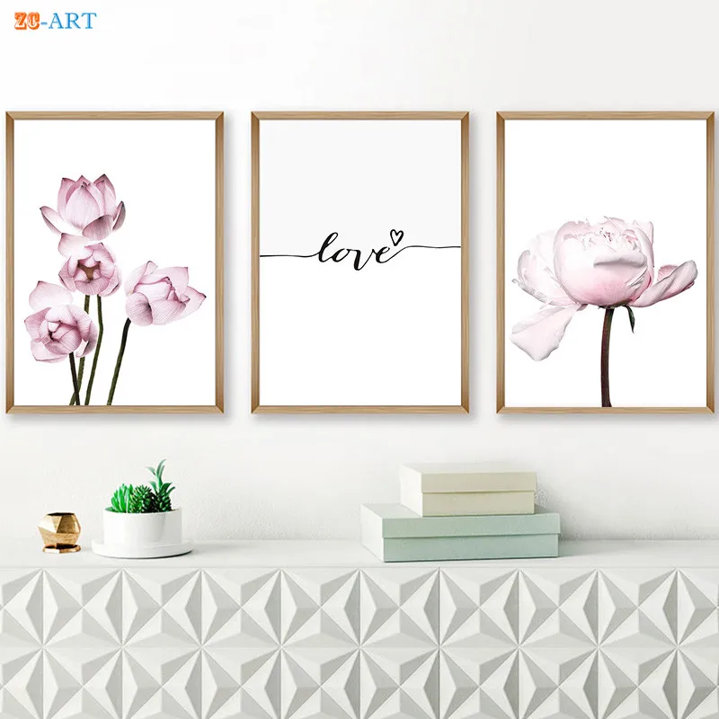 

Quote Print Lotus Flowers Poster Pastel Wall Art Modern Minimalist Canvas Painting Nursery Living Room Home Decor