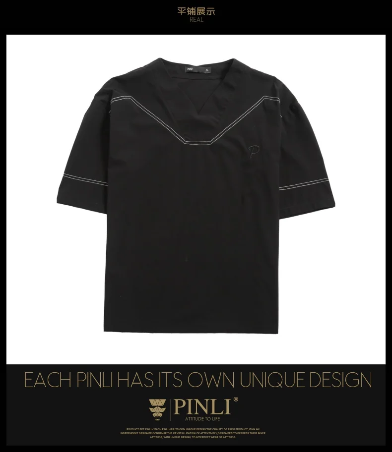 Linkin Park Undertale Pinli Pin Li Новая Летняя мужская одежда V воротник вышивка с короткими рукавами футболка одежда B182111387