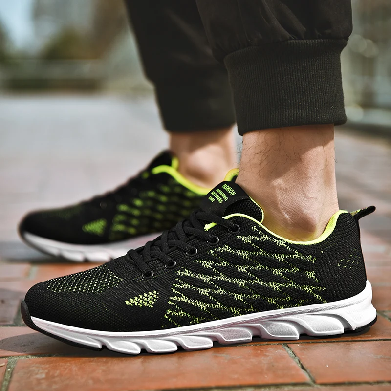 

2019 Fashion Trendy Men's Shoes Summe Comfortable Light Run Large Size Men Sneakers Increase Flyknit Lace-up Men Casual Shoes
