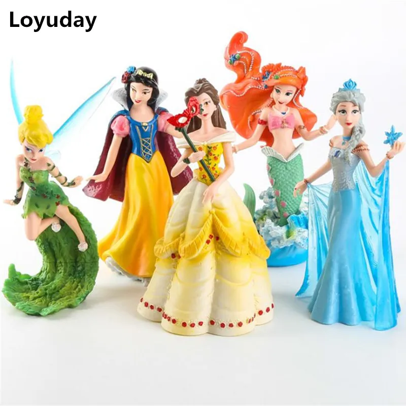 

5PCS Princess Series 14CM Princess PVC Action Figure Collection Model Toys Ariel/Elsa/snow white/Cinderella action figure toy