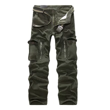 Мужские хлопковые брюки карго BBYES, камуфляжные армейские военные Мешковатые повседневные брюки с большими карманами, украшенные брюки, всесезонные