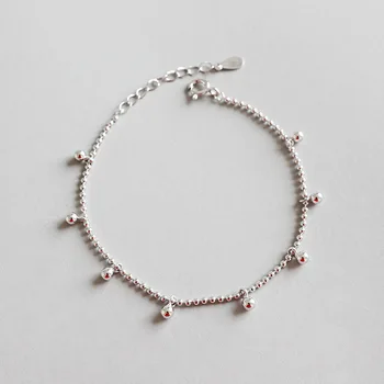 

WOMEN' S Authentic 925 Sterling silver Lucky Round Beads Chain bracelets fine Jewelry S26