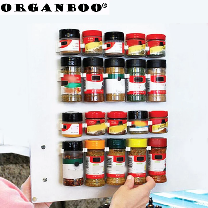 ORGANBOO 4 قطعة/مجموعة المطبخ بسيطة زجاجة كليب تخزين الرف زجاجة توابل رف المطبخ التوابل المنظم