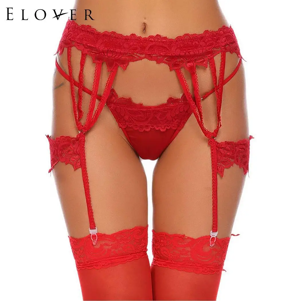 

Elover Women's Underwear Sexy Lace Panties Sexy Floral Lace Patchwork Women Chemise G-string Lingerie Pajamas with Garter
