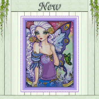 

Butterfly fairy beauty Mascot flowers Decor counted printed on canvas DMC 11CT 14CT kits Cross Stitch embroidery needlework Sets