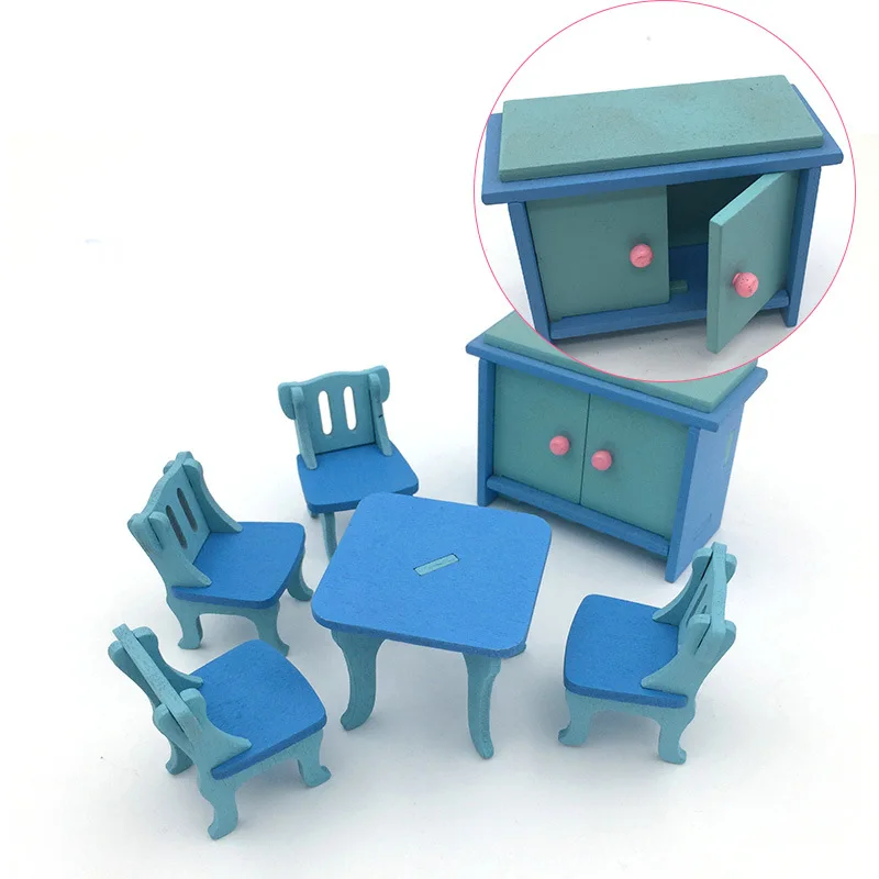 Us 6 52 Wooden Mini Furniture Set Kids Play Toy Cabinet Desk Chair Bed Dollhouse Bedroom Furnitures Playing House Game Toy In Kitchen Toys From Toys