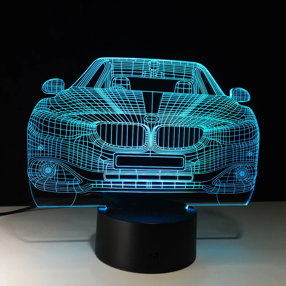 Водить автомобиль 3D иллюзия Лампа 7 цветов Изменение LED Luminaria Night Light Декор лампы Спальня Освещение для мальчика Обувь для девочек игрушка со