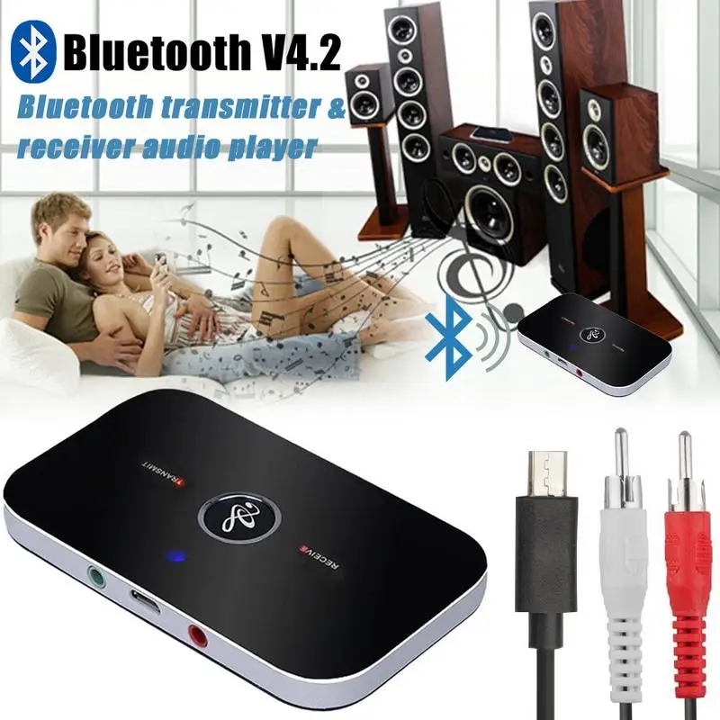 

B6 2 in1 Bluetooth 4.2 Transmitter & Receiver Wireless A2DP Audio Adapter Aux 3.5mm Audio Player for TV / Home Stereo /Cellphone