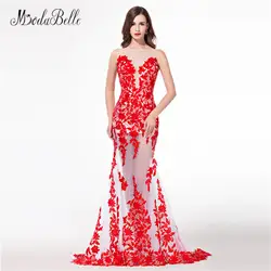 Modabelle красный сексуальная видеть хотя платья для выпускного вечера «русалка»/труба Стиль женские вечерние платья вечернее платье на заказ