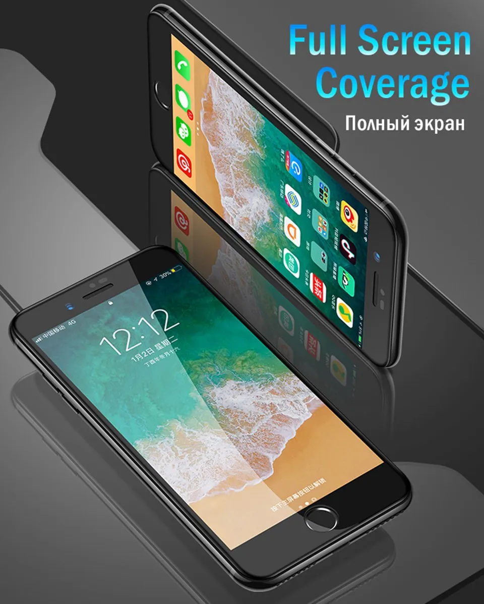 6D Protective Glass for iPhone X 6 Full Cover Screen Protector 5D iphone7 3D Tempered Glass for iPhone 8 X 6 6s 7 Plus XS Max XR (10)