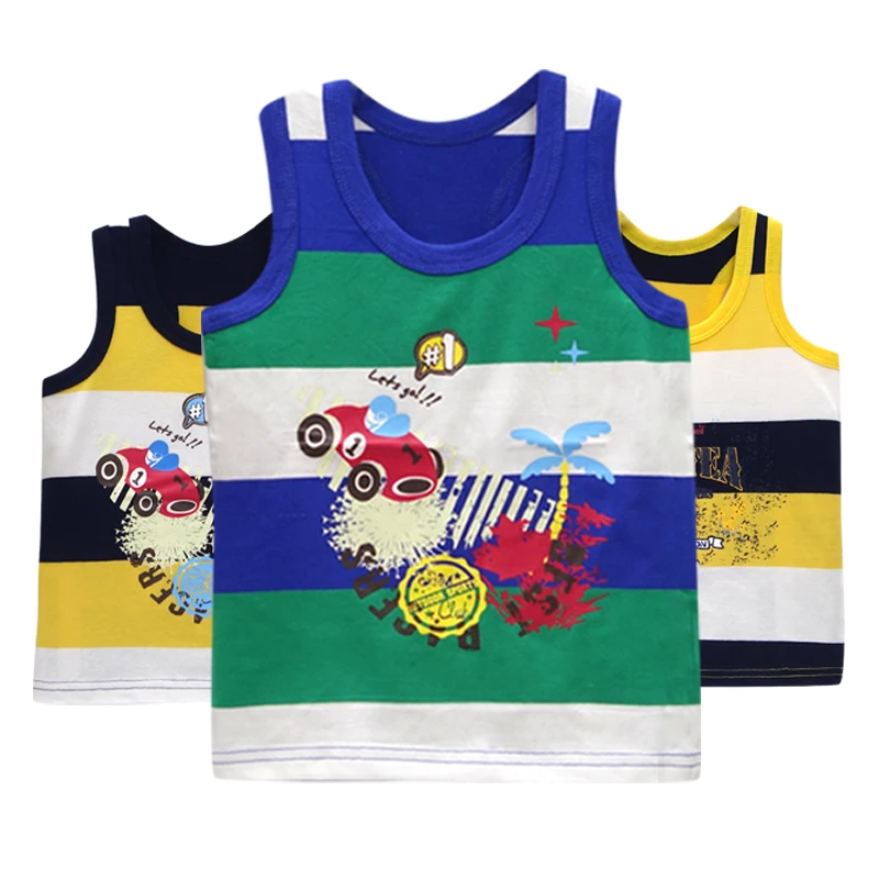 2021 Summer Cotton Baby Sleeveless tank tops For Girls 3pcs/lot Printed Tee Kids Vest Toddler