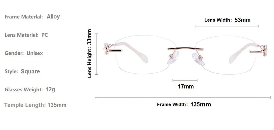 Konichenr без оправы рецепт на очки для зрения оправа для женщин оптическая близорукость Прозрачные Линзы для очков металлическая Женская оправа для очков