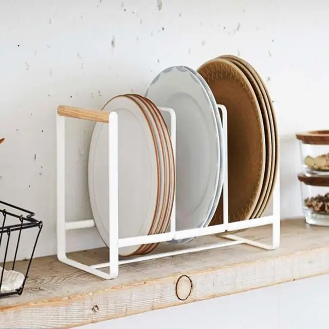 1pc Stainless Steel Kitchen Dish Rack Cup Dinner Plates Bookshelf