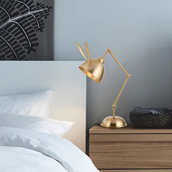 

Modern minimalist creative personality golden Metal rabbit ear cat Ear Table lamp Nordic Art study bedside Table lamp LM5241517