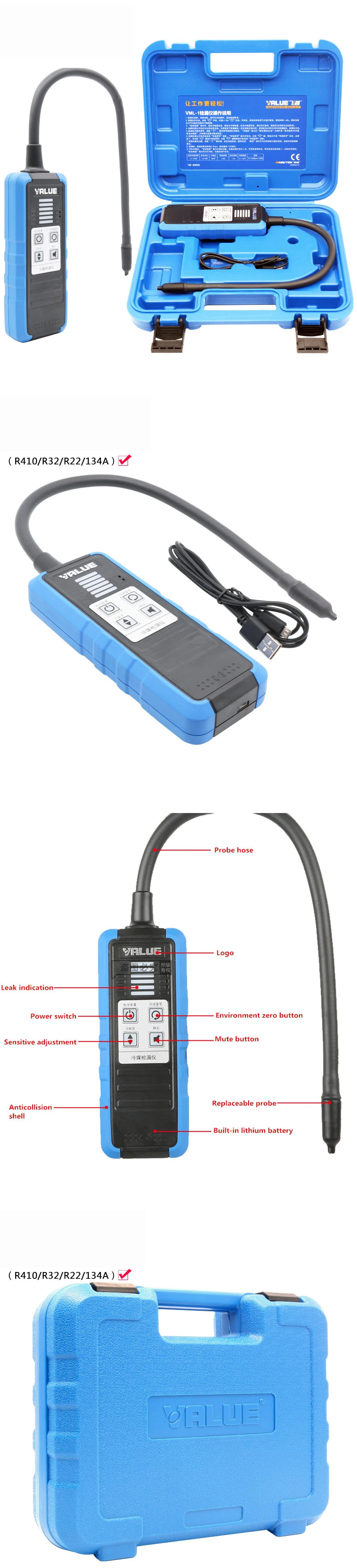 z.B Lecksuchgerät R410A R1234yf .. für R32 Kältemitteldetektor Value VML-1 