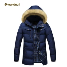 Брендовые зимние мужские парки с воротником из искусственного меха и отстегивающимся капюшоном на хлопковой подкладке, верхняя одежда, мужские утепленные куртки