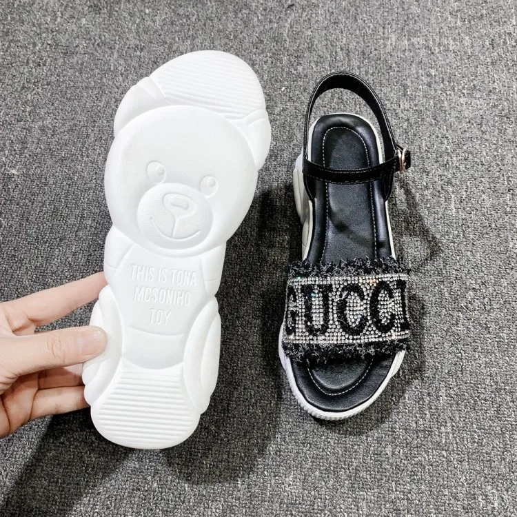 

Big Size 9 10 11-15 wedges shoes for women sandals women shoes woman ladies summer Buckle bear thick bottom letters toe
