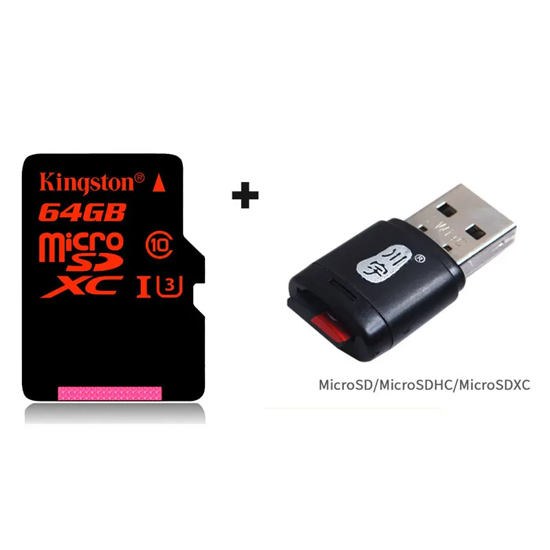 Kingston micro SD 32 Гб 64 Гб 128 Гб HD память MicroSD тахограф Экшн-камера беспилотный монитор TF карты для UAV GoPro камера карта - Емкость: SDCA3-64G-TFReader