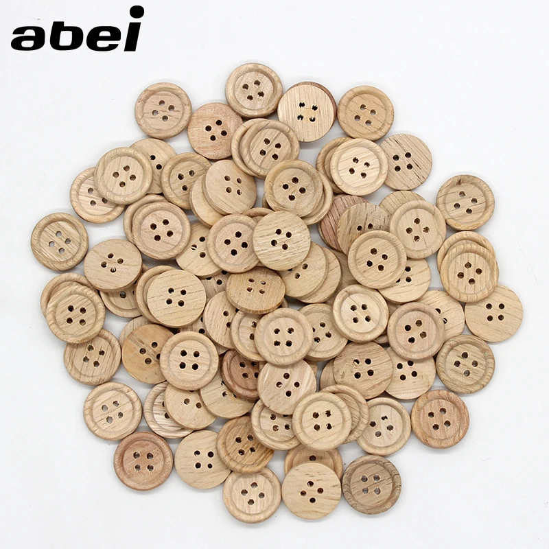 

50pcs/lot 18mm 4 Holes Round Wooden Buttons Garment Sewing Accessories DIY Button Craft Scrapbooking Decoration