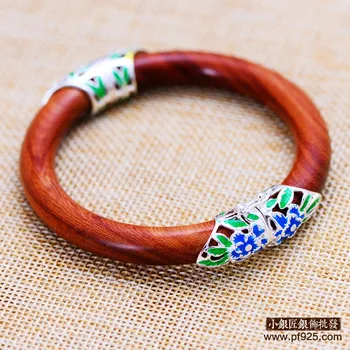 

925 silver jewelry Retro Red Sandalwood bracelets Rosewood Prayer Tibetan Buddhist Mala Buddha Bracelet Rosary Wooden Bangle