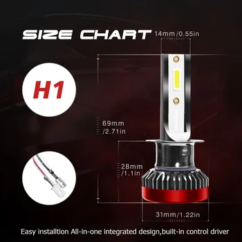 

2pcs G2R Mini H1 H4 H7 LED Car Headlight Bulbs H8/H9/H11 9005/HB3 9006/HB4 9012 Super Bright Auto Foglight Lamp
