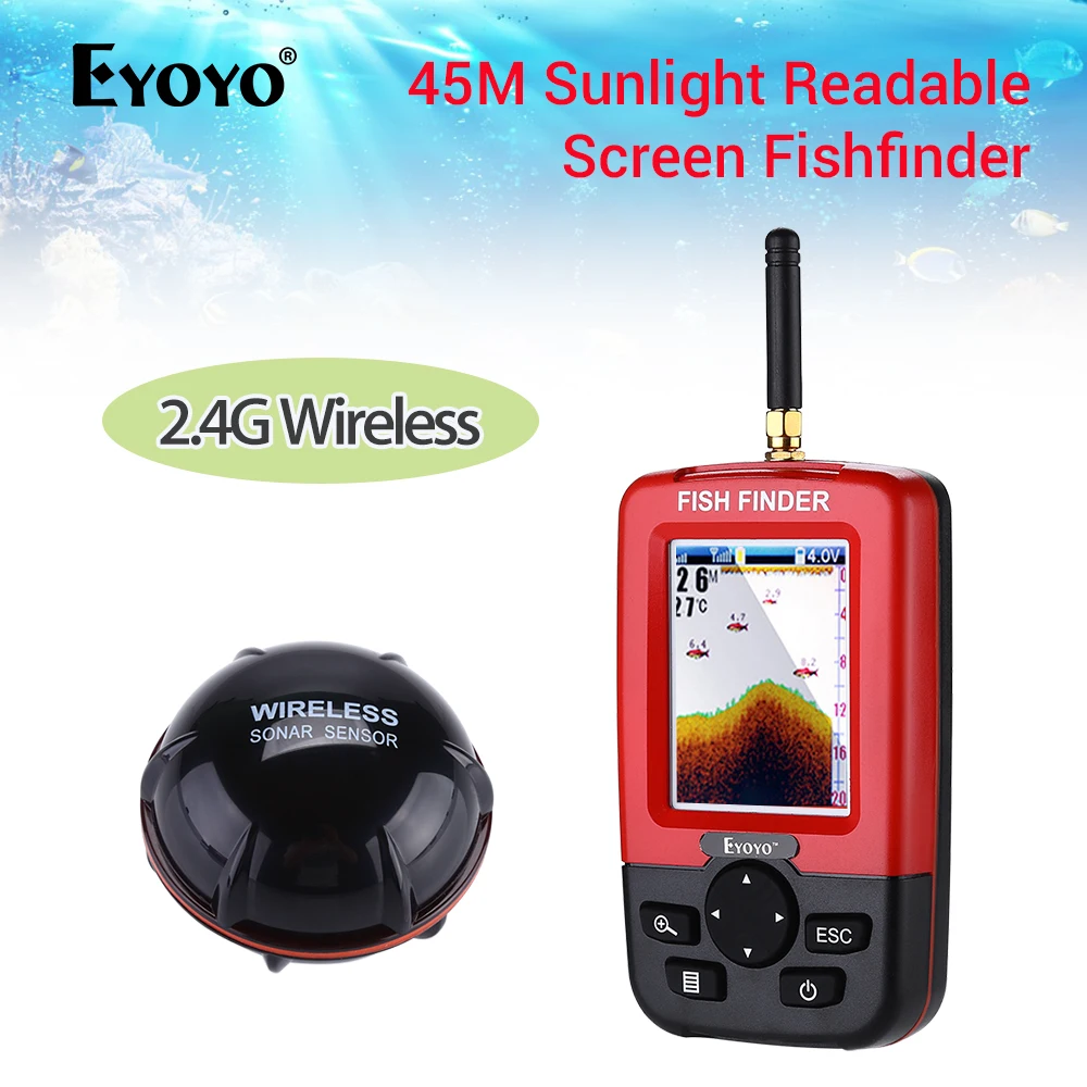 

Eyoyo JX02 2.8" Wireless Sonar Fish Finder Wireless Sonar Fish Finder Transducer ICE/Ocean/Boat Fish Finder Alarm Fish Finder