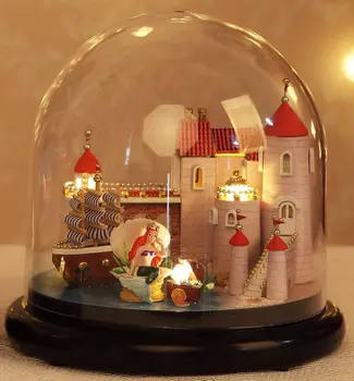

Wisdom House DIY Cabin Sweet Mermaid Creative Handmade LED baby room decoration Girlfriend Gift Wooden miniature dollhouse toys