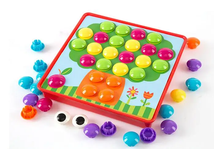Montessori das Crianças Criativos do Bebê Início de Cabeça Blocos Botões Grandes Cogumelos Unhas Sabedoria Iluminação Brinquedos Inicial Formação Presentes 7 Cheap Cor e forma