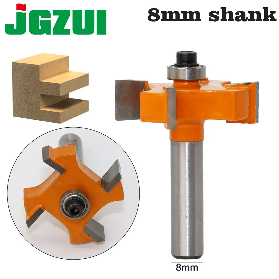  1pc 8mm Shank T type bearings wood milling cutter Industrial Grade Rabbeting Bit woodworking tool r