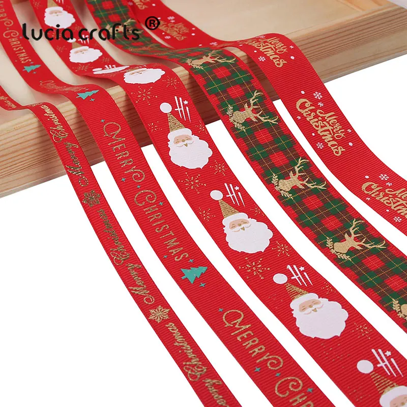 

5yards/lot 10mm/15mm/25mm Polyester Printing Christmas Grosgrain Ribbons DIY Xmas Party Wrapping Decor Supplies Material X0203