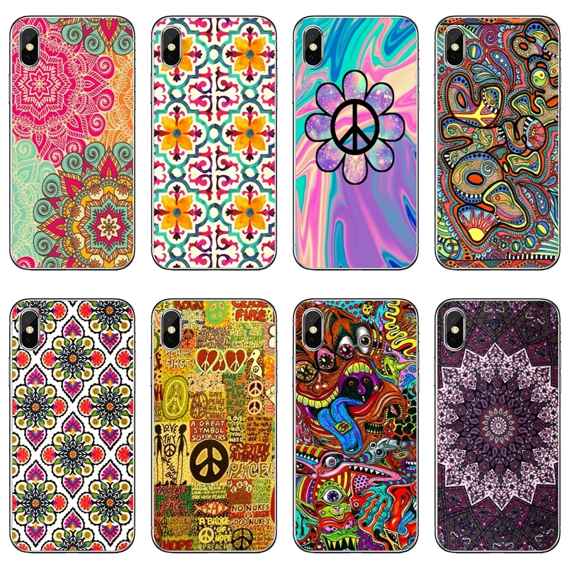 Чехол для телефона peace boho hippie Mandala trippy iPhone 8 7 6s 6 plus XR X XS Max SE 5s 5c 5 4s 4 iPod Touch мягкий