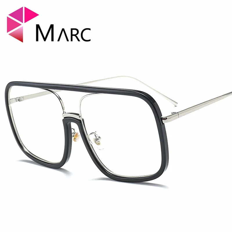 

MARC WOMEN Optical fashion Alloy Black Sliver Square Leopard print Plain glass spectacles