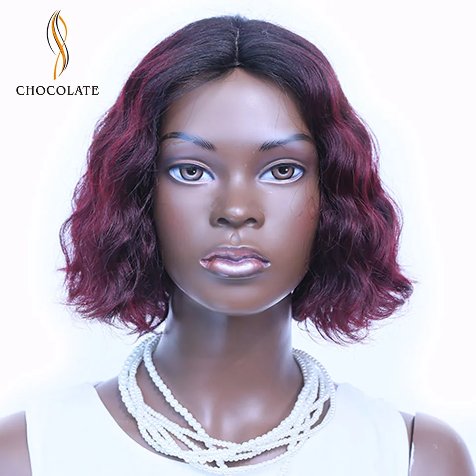 

Short Human Lace Bob Ross Wigs Ombre Burgundy Colored Brazilian Body Wave Wigs Remy 4*1 Short Human Hair Wigs For Black Women