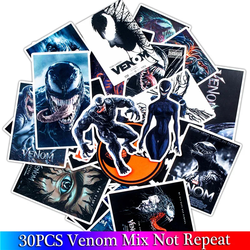 30 шт. в упаковке, новинка, наклейки Marvel Set Venom, наклейки s для детей, багаж, скейтборд, ноутбук, граффити, забавная наклейка, аниме наклейка s