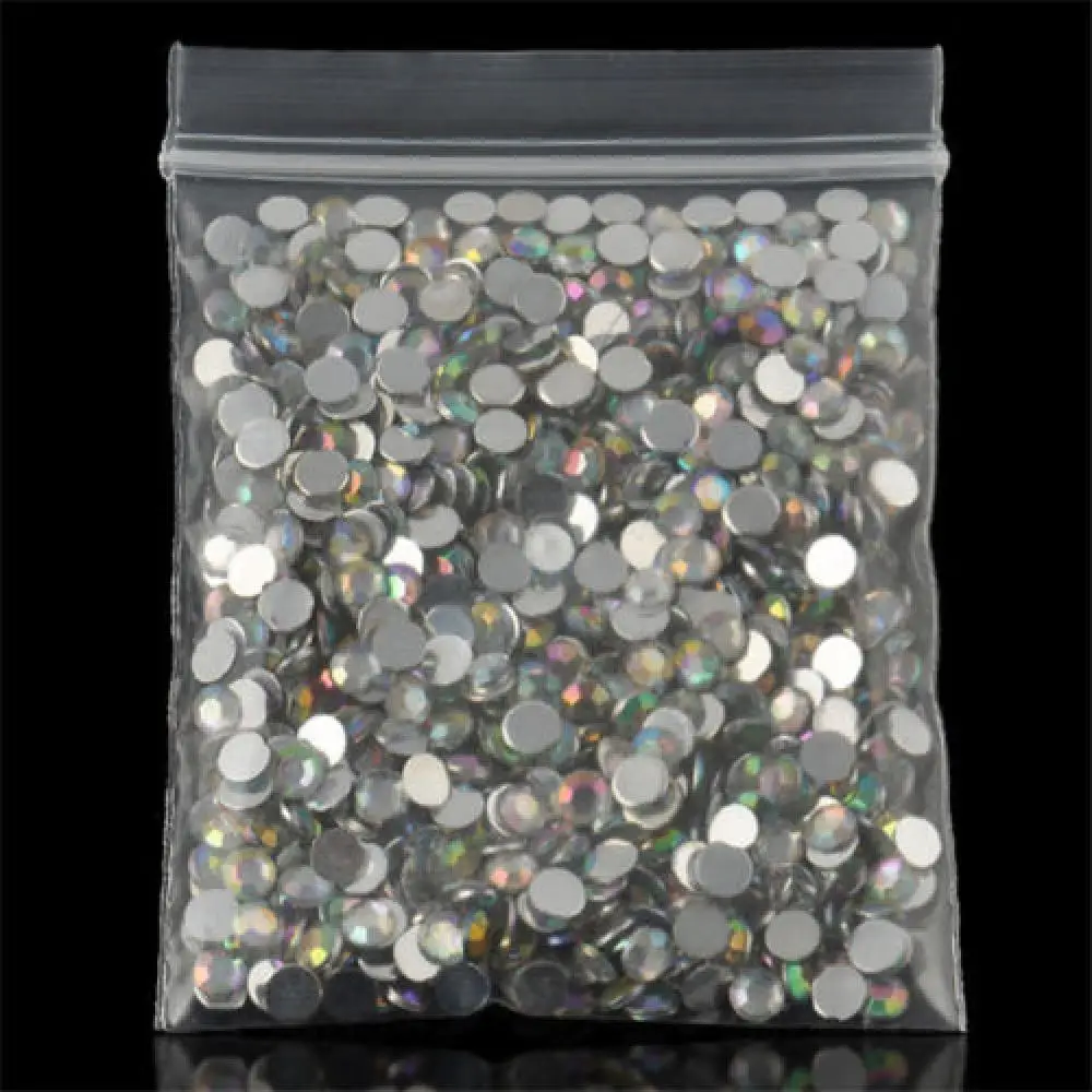 

1000Pcs/Pack Nail Art Makeup Nail Decoration Decal Tools Flatback Crystal AB 14 Facets Resin Round Rhinestone Beads Tips Nail