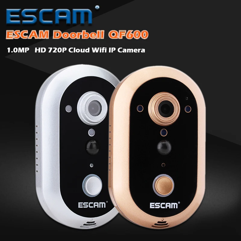 

ESCAM Doorbell QF600 Wifi Mini IP Camera HD 720P 1MP P2P Indoor Surveillance Night Vision Security CCTV Camera With TF SD Card