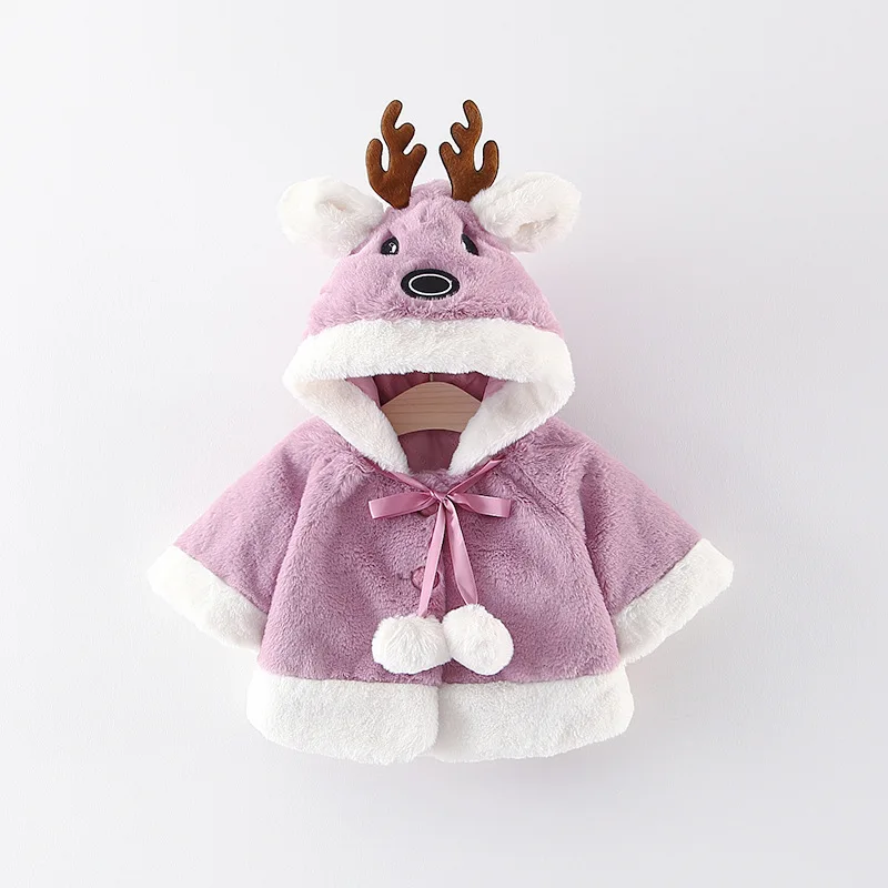 

Cute deer Winter Clothes For Girls Infant Toddler Baby Kids Girl Fur Warm Coat Plush Long Sleeve Jacket Outwear Snowsuit Thicke
