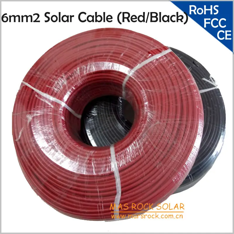 

6mm2 Black Solar Cable, Single Conductor, Used for Off-Grid and On-Grid Solar System, 5 Meter/lot Wholesale Solar Panel Cable
