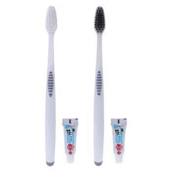 

1set Travel hotel with double-color soft bamboo toothbrush toothpaste one-time