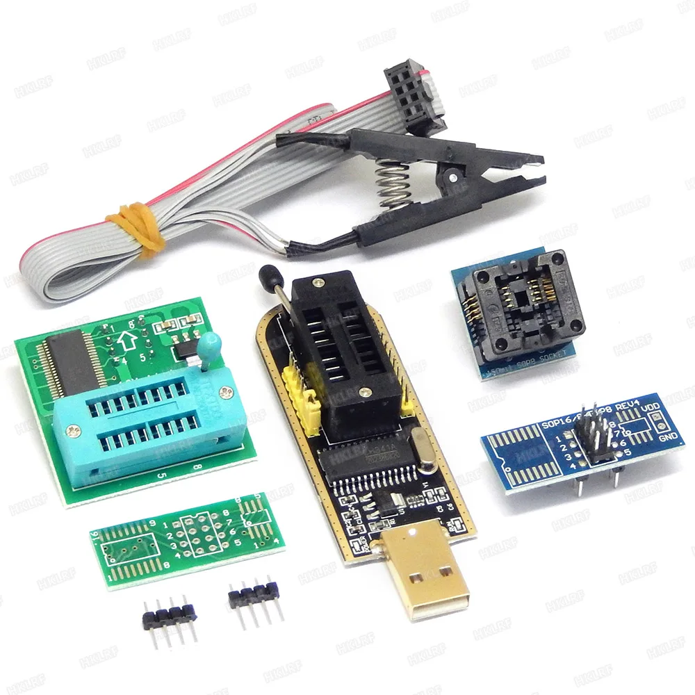 

CH341A 24 25 Series EEPROM Flash BIOS Programmer + SOIC8 SOP8 Test Clip + 1.8V Adapter + 150mil Socket Converter Module