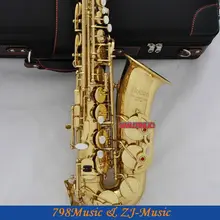 Золотой лак альтовый саксофон Ми-бемоль High F# Key-жемчужные бутсы
