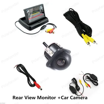 

4.3 inch Foldable car display with 2 video inputs Car Reverse Rear View Monitor add CCD Night Vision Car Camera