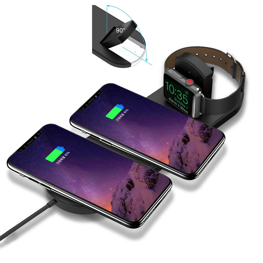 

For apple watch 2 3 charger 2W phone 10W QI Wireless Charger Dual Pad for iPhone XS Max XR X 8 plus Samsung S9 S8 Fast Charge
