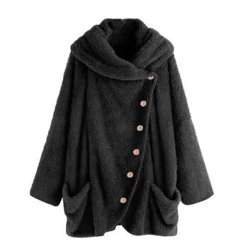 

long winter coat women parkas Casual Solid Turtleneck Big Pockets Cloak Coats Vintage Oversize Female Coats