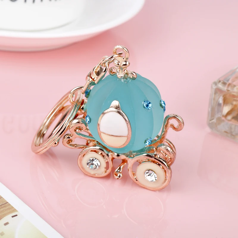 

MQCHUN New Pumpkin Carriage Cute Crystal Charm Purse Handbag Car Key Keyring Keychain Party Wedding Birthday Good Gift -15