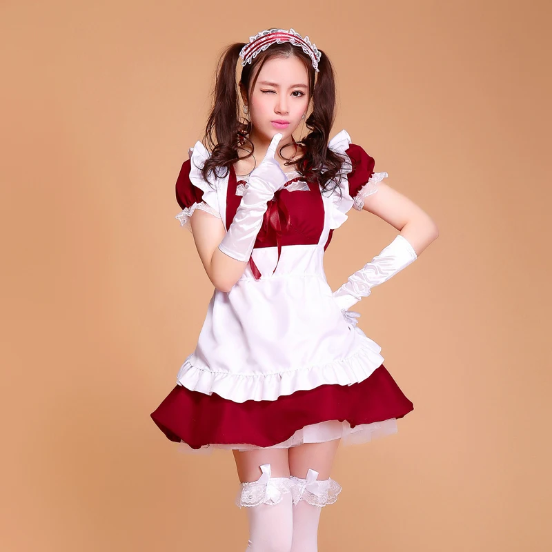 Лолита французский Атлас для взрослых розовый горничная Сисси длинный Косплей нарядное платье униформа японского аниме дети сексуальные костюмы горничной женский костюм