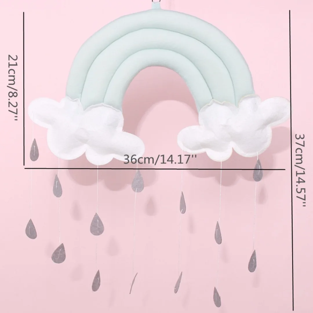 1pc Rainbow Cloud Rain Drops Bed Wall Hanging Photo Prop Baby Nursery Bedroom Decor
