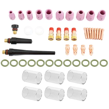 

49pcs/set Durable TIG Welding Torch Stubby Tig Gas Lens Pyrex Glass Cup Kit For WP-17/18/26 Mayitr Welding Accessories